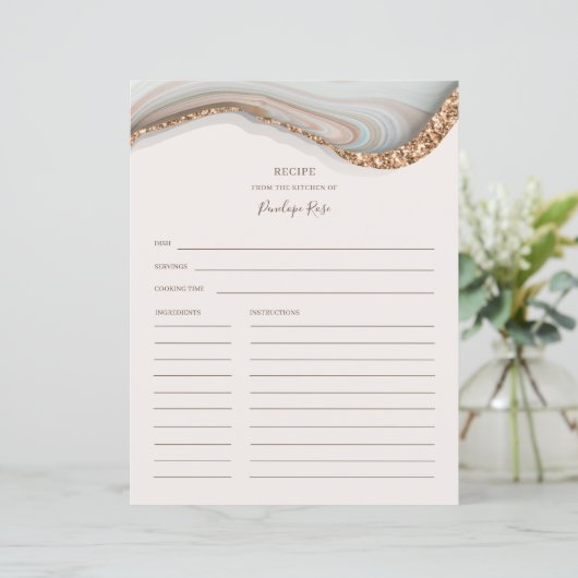 Agate Stone Marble Nom Recette Carte (Debout devant)