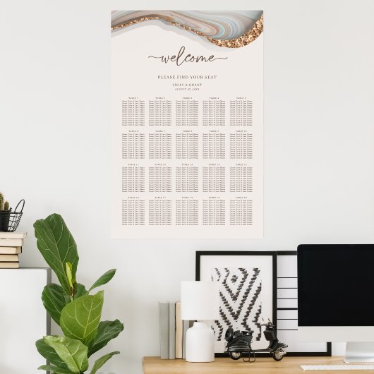 Agate Stone Marble Seating Chart Poster (Thuiskantoor)