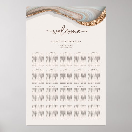 Agate Stone Marble Seating Chart Poster (Voorkant)