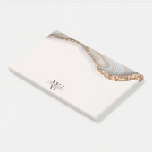 Agate Stone Marbre Monogramme Nom Post-it Notes (Incliné)
