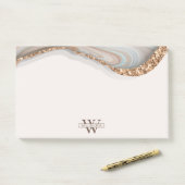 Agate Stone Marbre Monogramme Nom Post-it Notes (Sur un bureau)