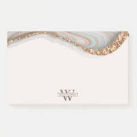 Agate Stone Marbre Monogramme Nom Post-it Notes