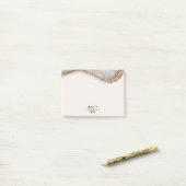 Agate Stone Marbre Monogramme Nom Post-it Notes (Sur un bureau)