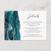 Agate Turkoois Roze Goud Moderne Script Huwelijksd Informatiekaartje (Voorkant)