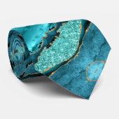 Agate Turquoise Blue Gold Aqua Cravate Turquoise (Roulé)