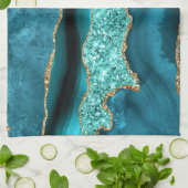 Agate Turquoise Blue Gold Aqua Turquoise Serviette (Plié)