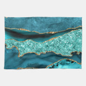 Agate Turquoise Blue Gold Aqua Turquoise Serviette (Horizontal)