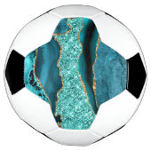 Agate Turquoise Blue Gold Parties scintillant Marb (Tourné)