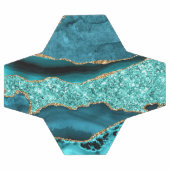 Agate Turquoise Blue Gold Parties scintillant Marb (Plat)