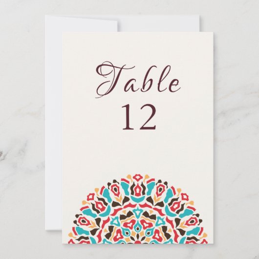 Agate Turquoise Mandala Wedding Table Number Kaart (Voorkant)