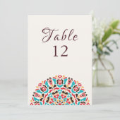 Agate Turquoise Mandala Wedding Table Number Kaart (Staand voorkant)