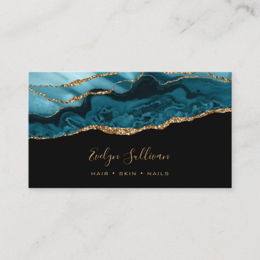 Agate turquoise sur carte de visite noir (Devant)
