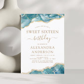 Agate Turquoise Sweet 16 Turquoise Gold Invitation