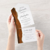 Agate verbrand Sinaasappel Gold Script All In One Uitnodiging (Afscheurbaar)
