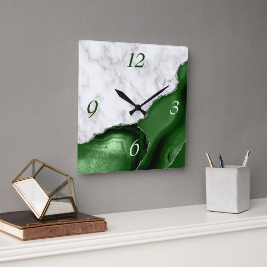 Agate verte élégante pendule en marbre avec paille (Bureau)