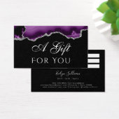 Agate violet et argent sur carte cadeau noire (Bureau)