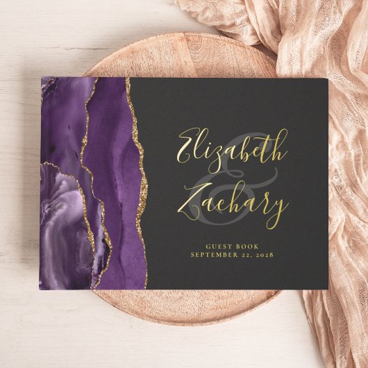 Agate violet moderne Or Script foncé