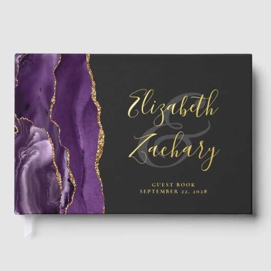 Agate violet moderne Or Script foncé (Recto)