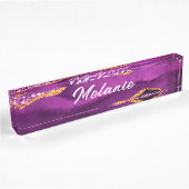 Agate Violet violet or Marbre Bureau Nom Plaque