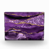 Agate Violet violet or Nom personnalisé Bloc photo (Devant)