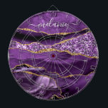 Agate Violet violet or Nom personnalisé Cible de f<br><div class="desc">Cibles de flechettes avec Agate Violet Or Parties scintillant Géode Nom personnalisé Marbre étincelant Anniversaire - Anniversaire ou Mariage Cadeau / Fournisseur - Ajouter votre nom - Texte ou supprimer - Faire votre cadeau spécial - Redimensionner et déplacer ou ajouter du texte / des éléments avec outil de personnalisation. Conception...</div>