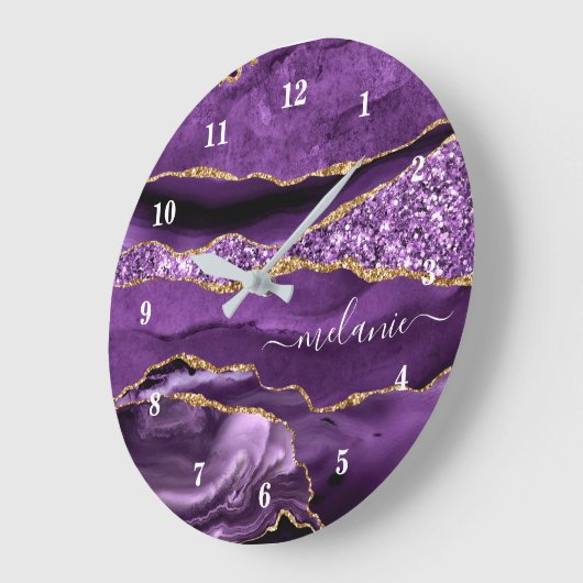 Agate Violet Violet Or Parties scintillant Horloge (Angle)