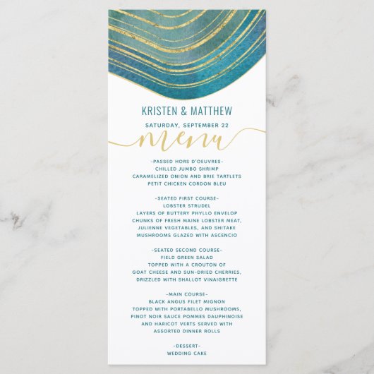 Agate Waterverf Blauwgroen Groen Menu (Voorkant)