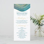 Agate Waterverf Gold Blauwgroen Green Wedding Prog (Staand voorkant)