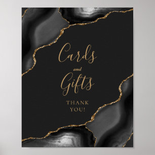 Agate Zwarte Gouden Donkere Trouwkaarten en Cadeau Poster