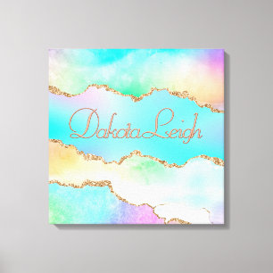 AgateIridescent Pastel Schaduw Marble Canvas Afdruk