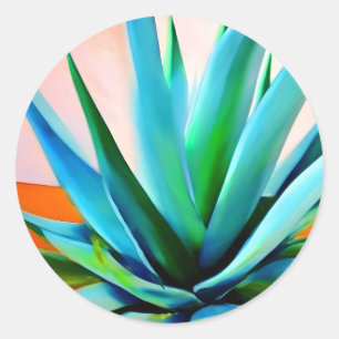 Agave blauw en groen plant ronde sticker