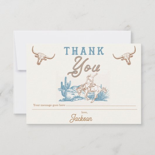  Agave Blue Green Cowboy Bedankt Card Kaart (Voorkant)