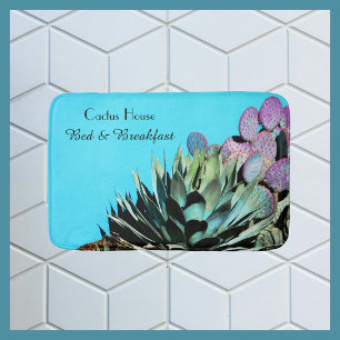 Agave en Prickly Pear Cactus op Turquoise Wall Badmat