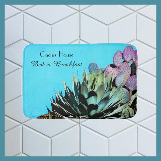 Agave en Prickly Pear Cactus op Turquoise Wall Badmat