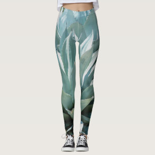Agave Plant Succulent Blue Cacti botanische woesti Leggings
