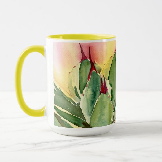 Agave waterverf mok, geel, door Debra Lee Baldwin Mok (Links)