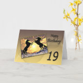 Âge 19, carte d'anniversaire avec chevaux d'élevag (Fleur jaune)
