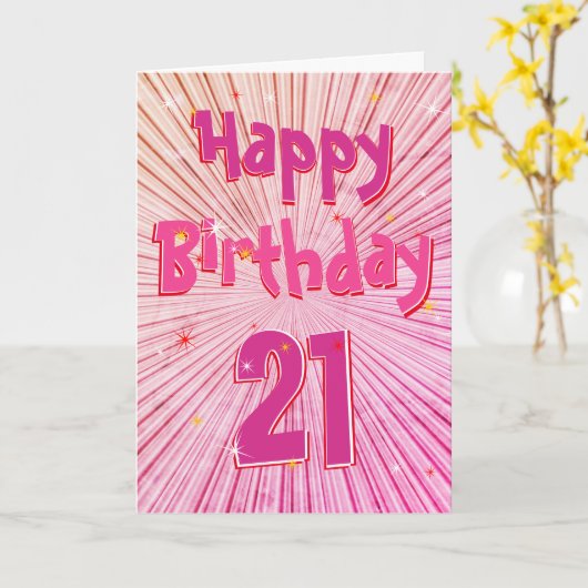 Age 21 Fun 3D Rose Candy 21e Anniversaire Carte (Fleur jaune)