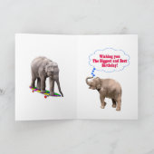 Âge 4, une carte d'anniversaire d'éléphants heureu (Intérieur)