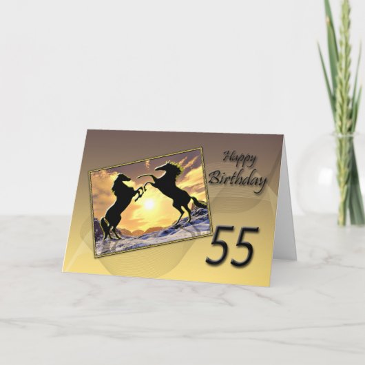 Âge 55, carte d'anniversaire avec élever des (Devant)
