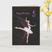 Âge 5, une carte d'anniversaire de ballerine (Fleur jaune)