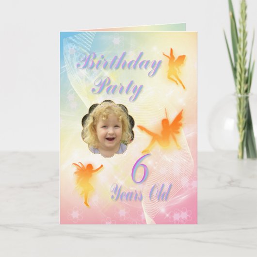 Âge 6, fée carte d'anniversaire (Devant)