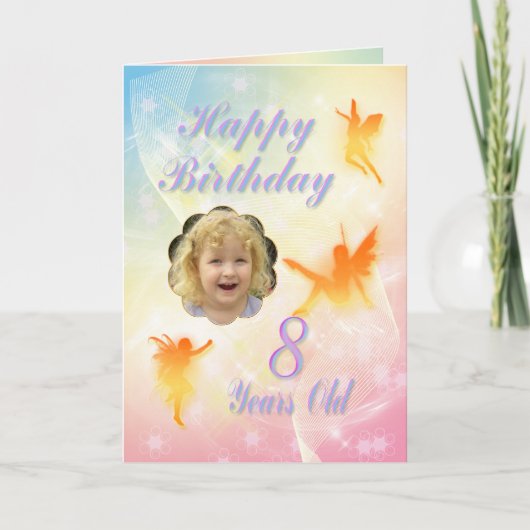 Âge 8, fée carte d'anniversaire (Devant)