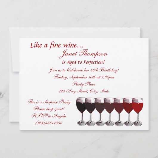 Âgé à la perfection/ Invitation d'anniversaire (Devant)