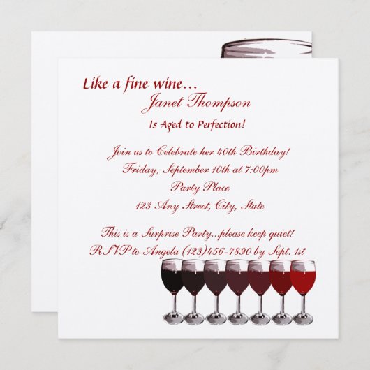 Âgé à la perfection/ Invitation d'anniversaire (Devant / Derrière)