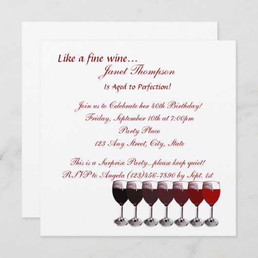 Âgé à la perfection/ Invitation d'anniversaire (Devant / Derrière)