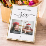 Âge et photo. Numéro de table mariage noir blanc<br><div class="desc">Mariage de script noir et blanc Carte Numéro de tableau "Quand nous étions âge" avec photo du marié et de la mariée.</div>