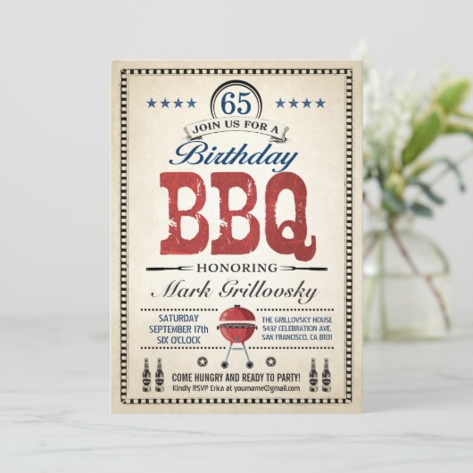Âge fait sur commande des invitations | de BBQ (Debout devant)