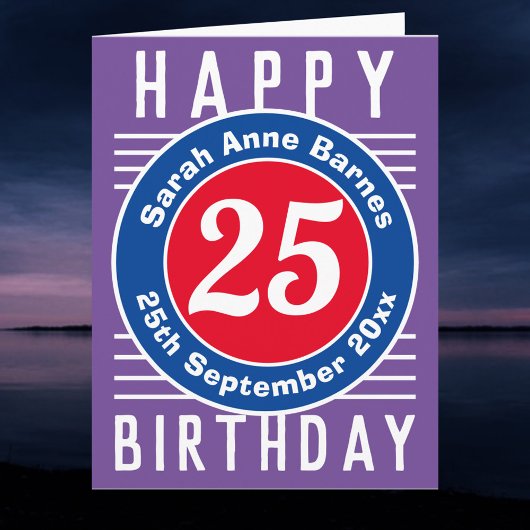 Âge, nom et date sur une carte d'anniversaire de 2