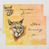 Âge personnalisé Anniversaire Invitation Cougar Hu (Devant / Derrière)